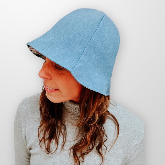 ♻️ Upcycle Summer Bucket Hats Spring Hat Reversible Womens Small Eco-Friendly - Picture 3 of 9